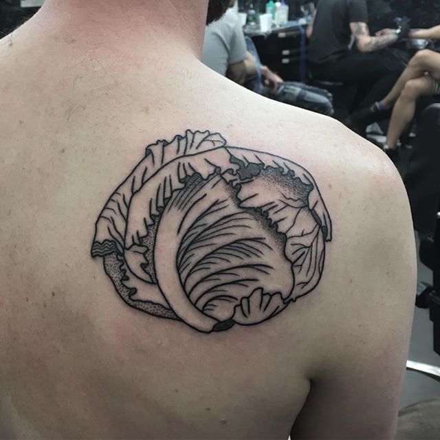 finally tattooed this cabbage from my flash! for bookings email