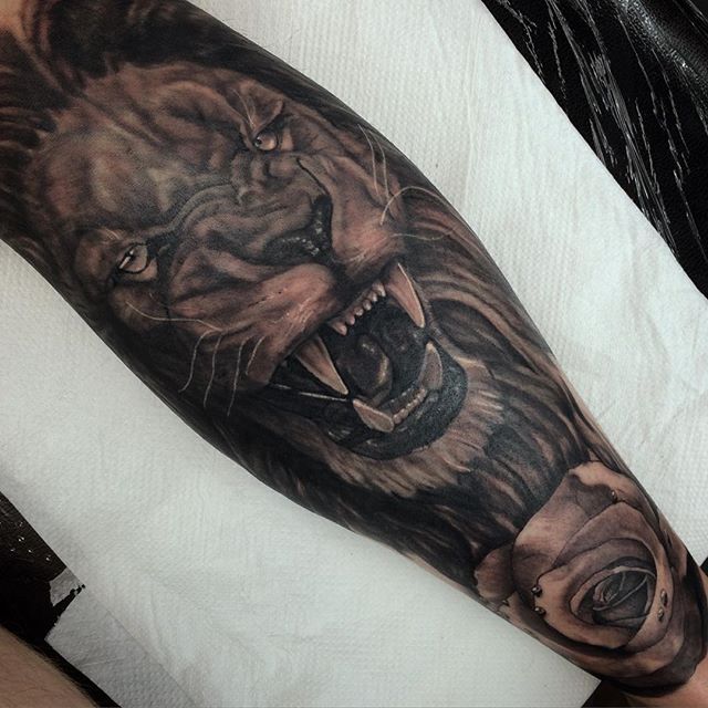 Had fun finishing up this lion and adding a rose today. Thanks drew ...