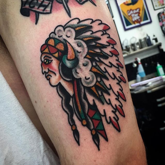 Got to tattoo this awesome Native American head on my boy hit him up at for  a haircut. ⋆ Studio XIII Gallery