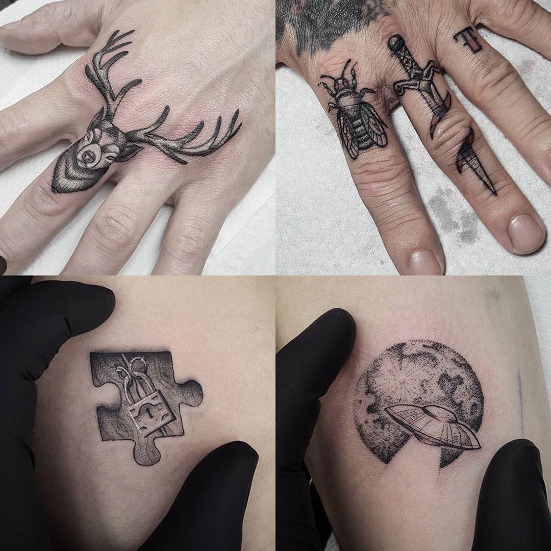 Tiny tattoos by who wants to do more of these please! He is all about  attention to detail. Go give him a follow to check out more of these  miniatures and contact