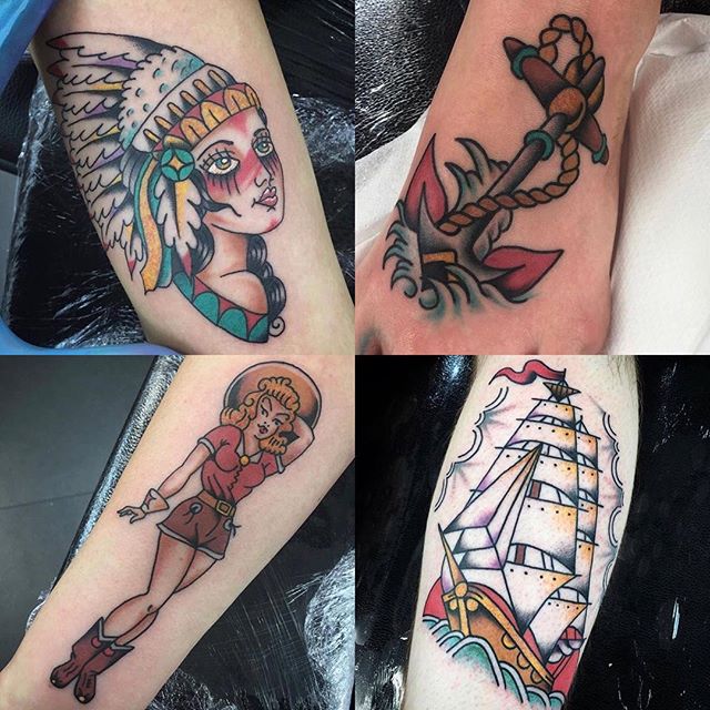 Beautiful full colour traditional tattooing by go give him a follow to see  more old school solid tattooing. ⋆ Studio XIII Gallery