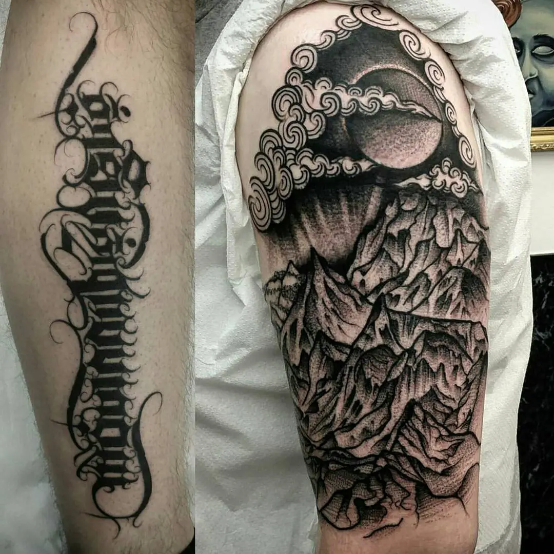 Some beautiful blackwork and amazing script from @borisbianchi! Give him a follow for more :) tattoo tattoos tattoodesign tattooart black blacktattoo btattooing script scripttattoo mountains mountaintattoo custom customtattoo beautiful edinburgh edinburghtattoo instagood instalike instadaily picoftheday follow studioxiii