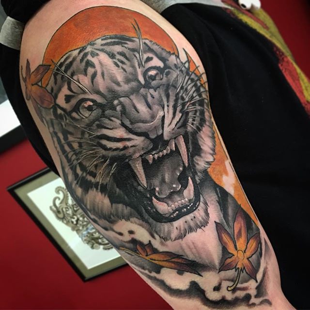 tattoo hashtags tiger up Colour in the Finished today. sleeve half tiger this