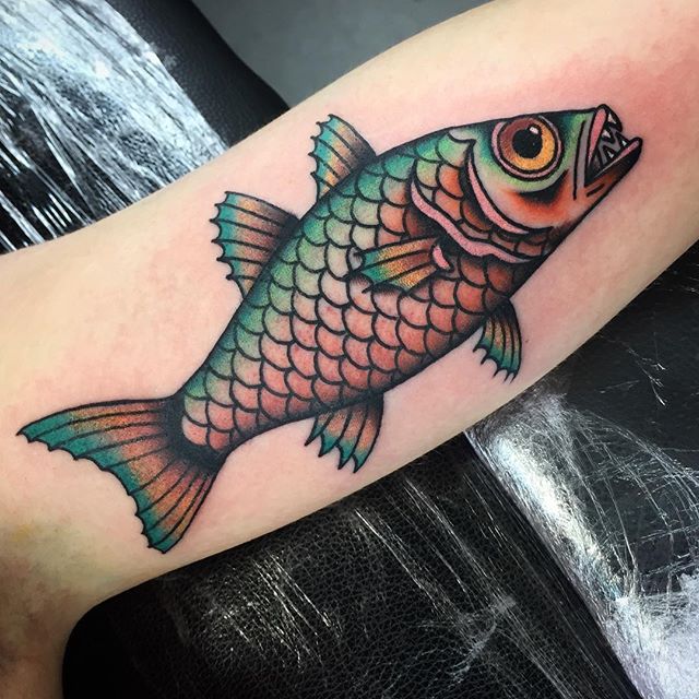 TROUTLAW a fishy take on Crazy Sal by me jimmyrivertattoo at North Shore  Tattoo Co in Danvers MA  rtraditionaltattoos