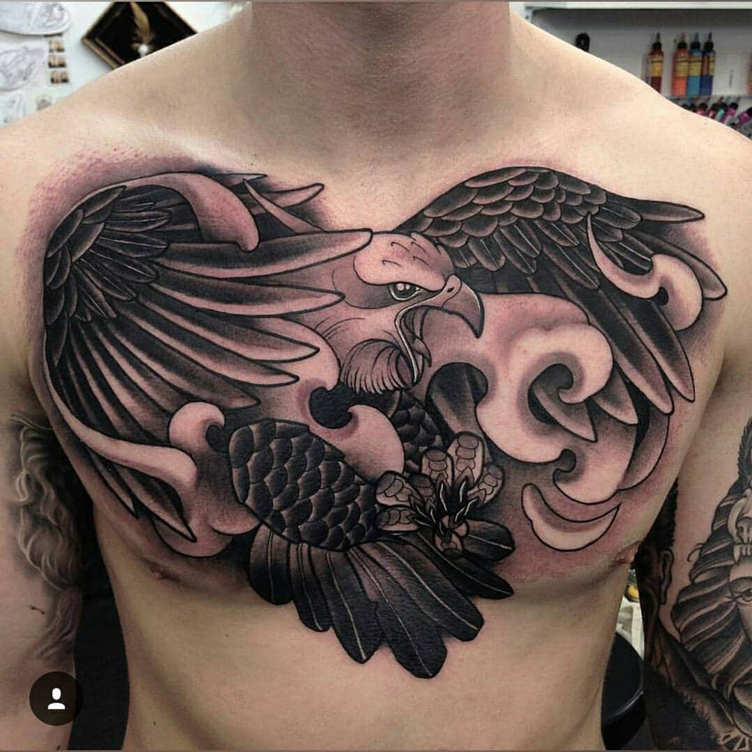 traditional chest piece tattoos