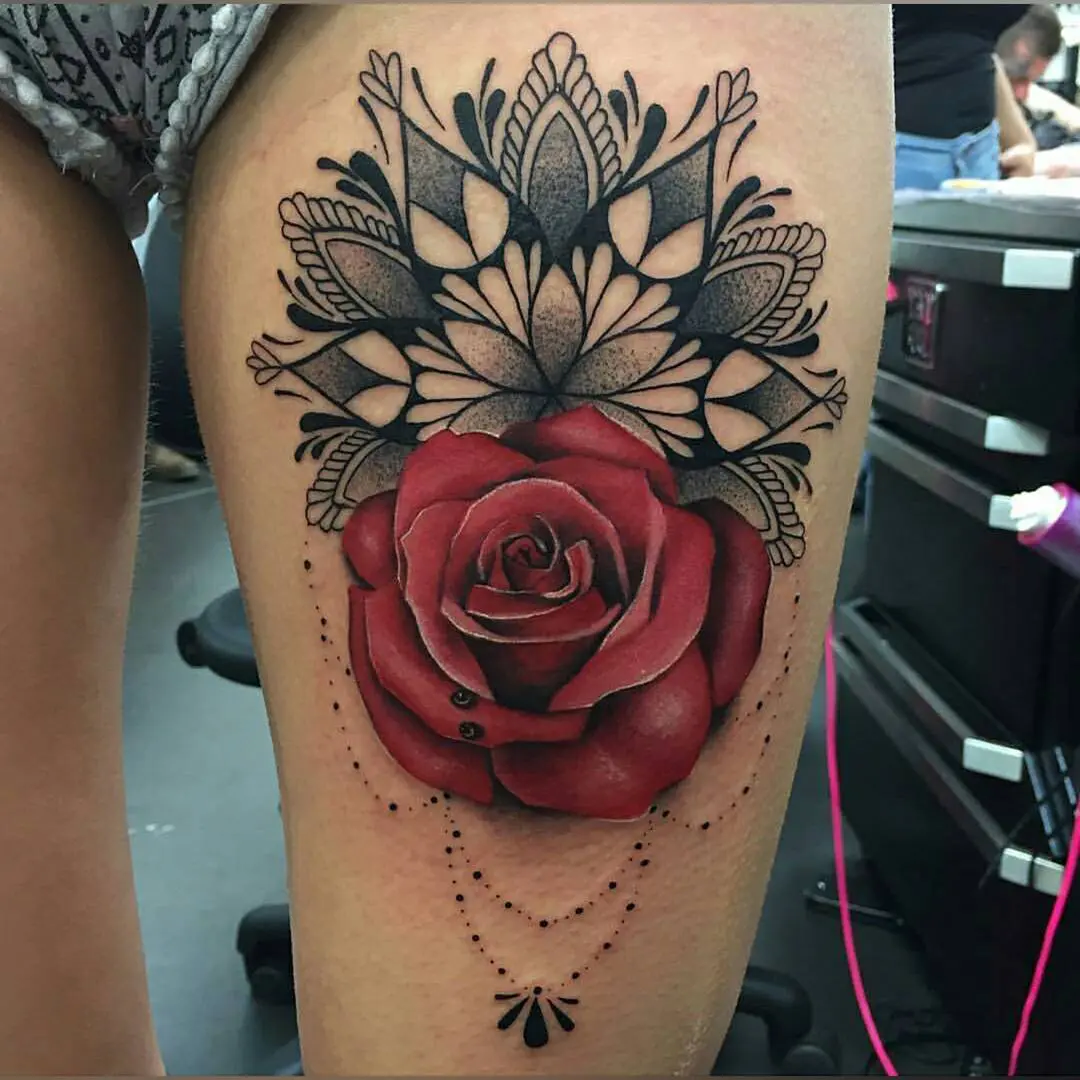 Tattoo of Roses, Flowers, Mandalas