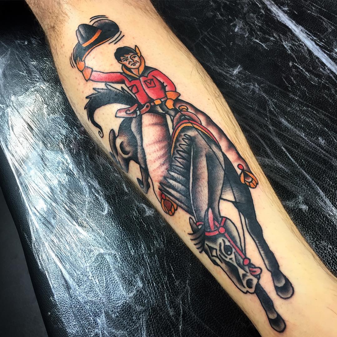 Premium AI Image  Traditional cowboy tattoo with classic font and black ink