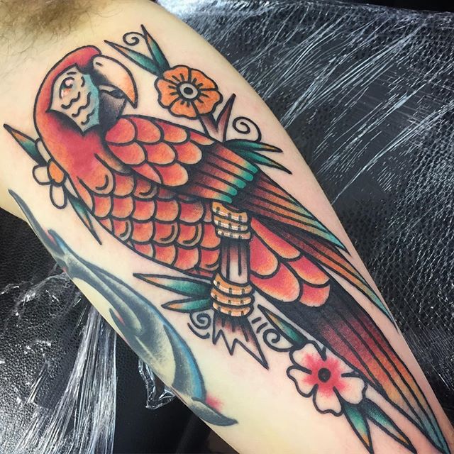 Cherry Parrot Tattoo on Shoulder  Best Tattoo Ideas Gallery