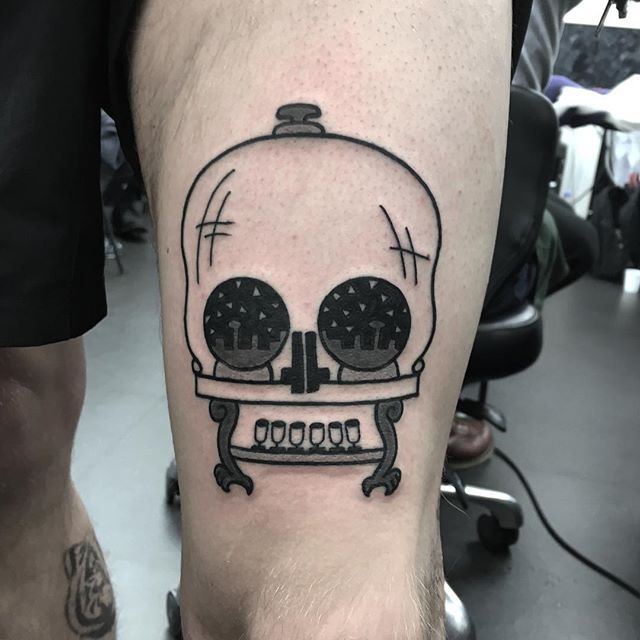 snow globe skull from my flash! for bookings email - sarahlou_st.tattoo ...