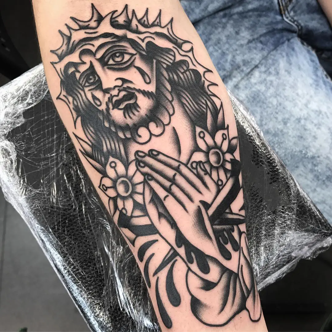 Traditional Jesus Tattoo by Adam Lauricella TattooNOW