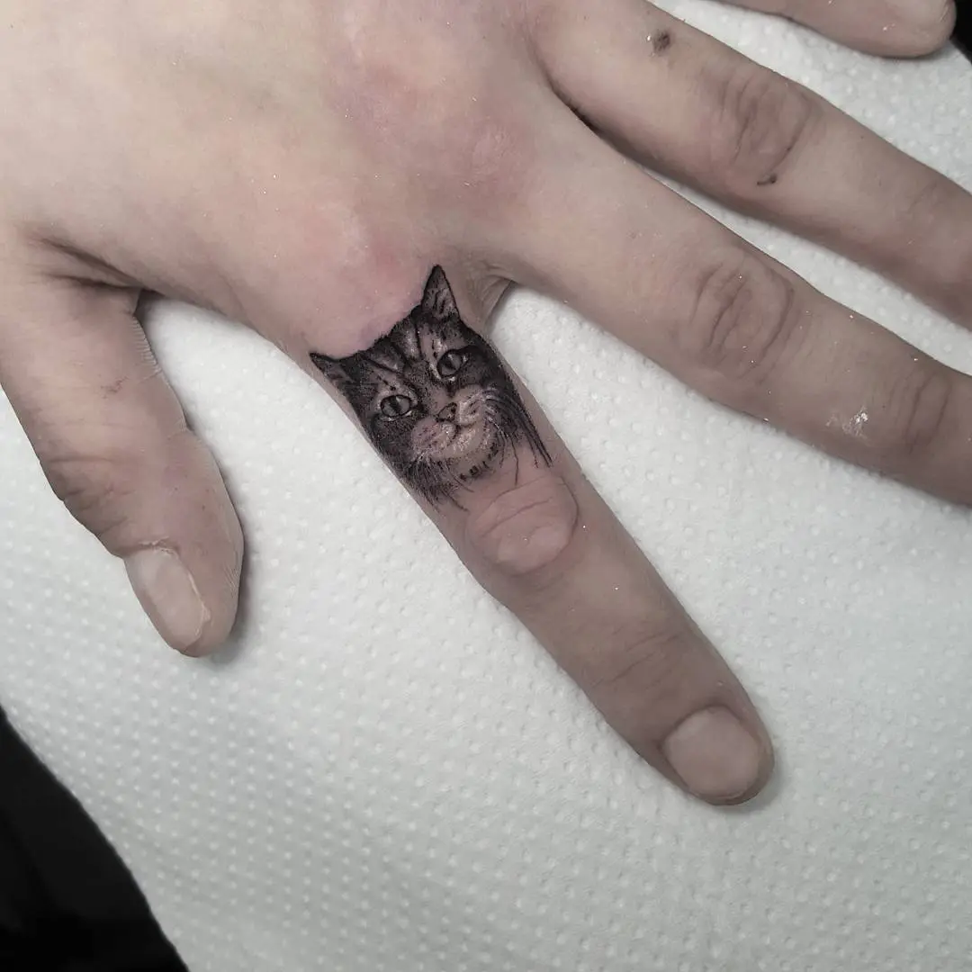 Gray Cat Temporary Tattoo