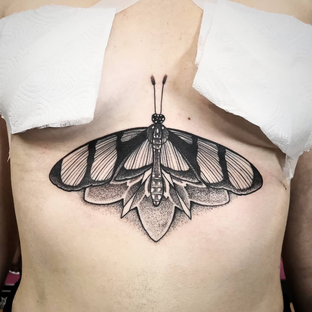 Moth made by the indomitable  Bitterroot Tattoo  Facebook