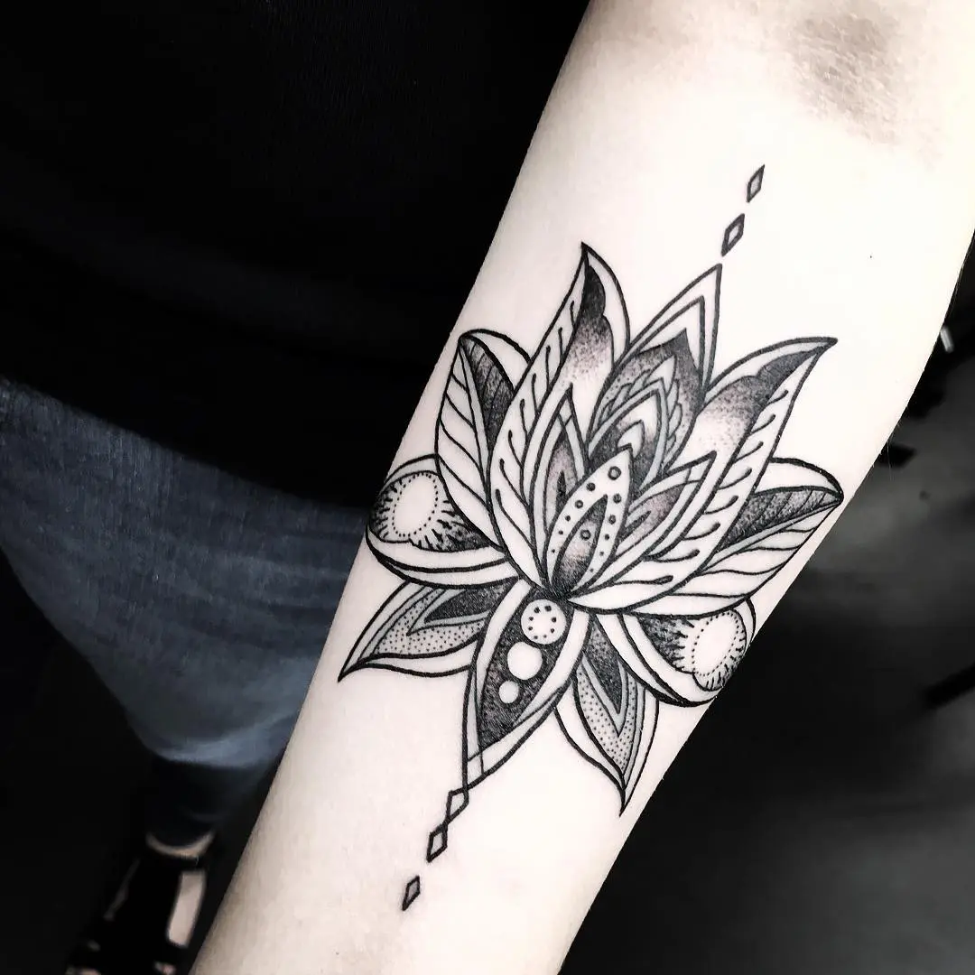 Dotwork lotus flower tattoo - Tattoogrid.net