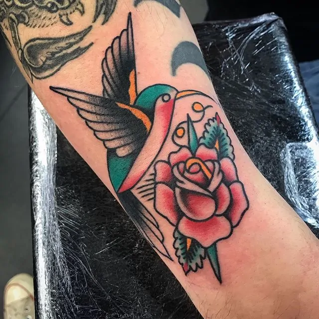 Tattoo uploaded by Robert Davies  Hummingbird Tattoo by Katie McGowan  Traditional BoldTattoos ColorfulTattoos Colorful KatieMcGowan  Tattoodo