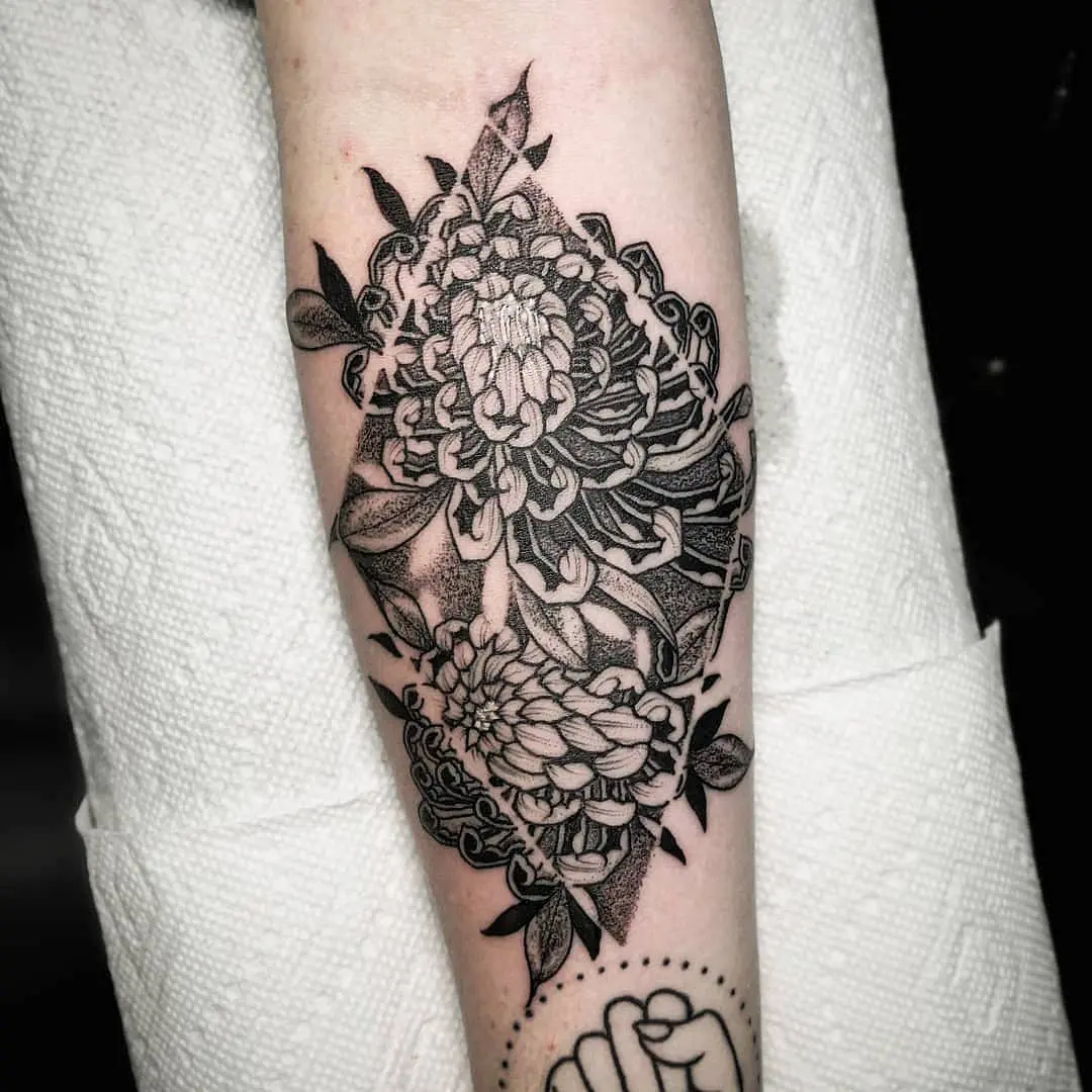 Chrysanthemum Tattoo - Tattoos by Jake B