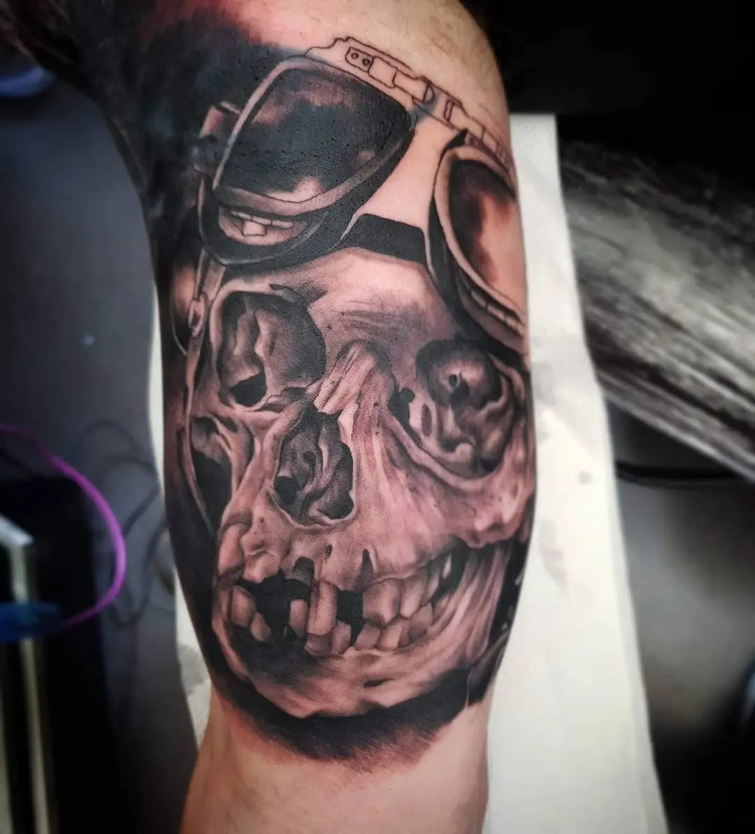 Pilot skull tattoo | More art and tattoos here; www.facebook… | Flickr