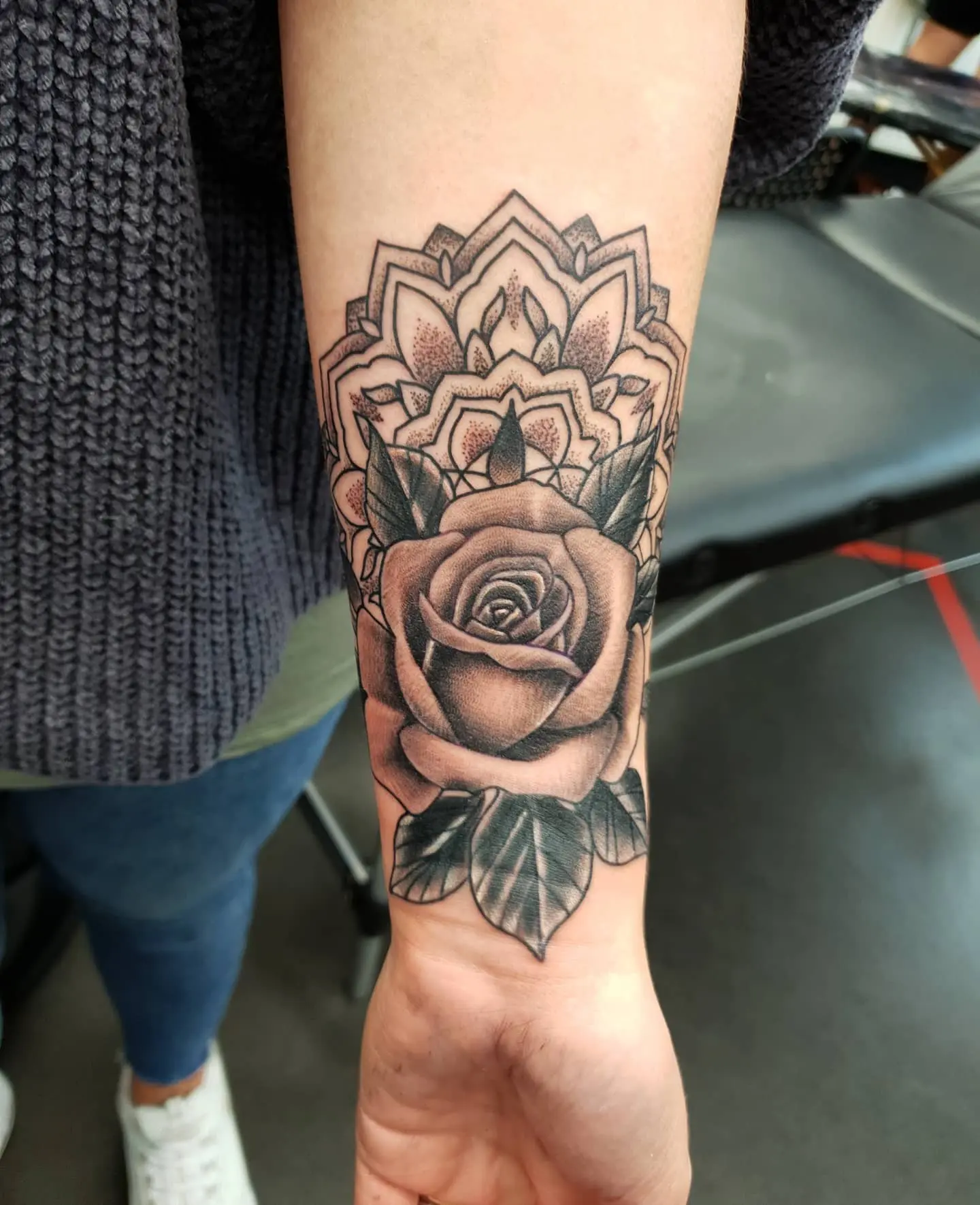 Fun name coverup from the other day- thank you Sarah! Done @studioxiiigallery
.
.
.
 coveruptattoo rosetattoo mandalatattoo mandala floraltattoo flowertattoo  ornamentaltattoo dotworktattoo dotworkmandala ornaments blackandgreytattoo tattoos coverup scottishtattooing scottishtattooer edinburgh edinburghtattooer scotland tattoosbyalanross alrosstattoo studioxiiigallery studioxiii