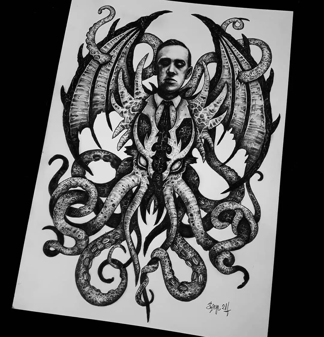 Lovecraft portrait 💀💀 after a few weeks of lockdown brain/art block, it feels amazing to draw again 🖤💪
.
.
.
.
.
.
.
.
.
.
                         artesobscurae occultarcana thedarkestwork onlythedarkest black_tattoo_culture darkartists wiccac