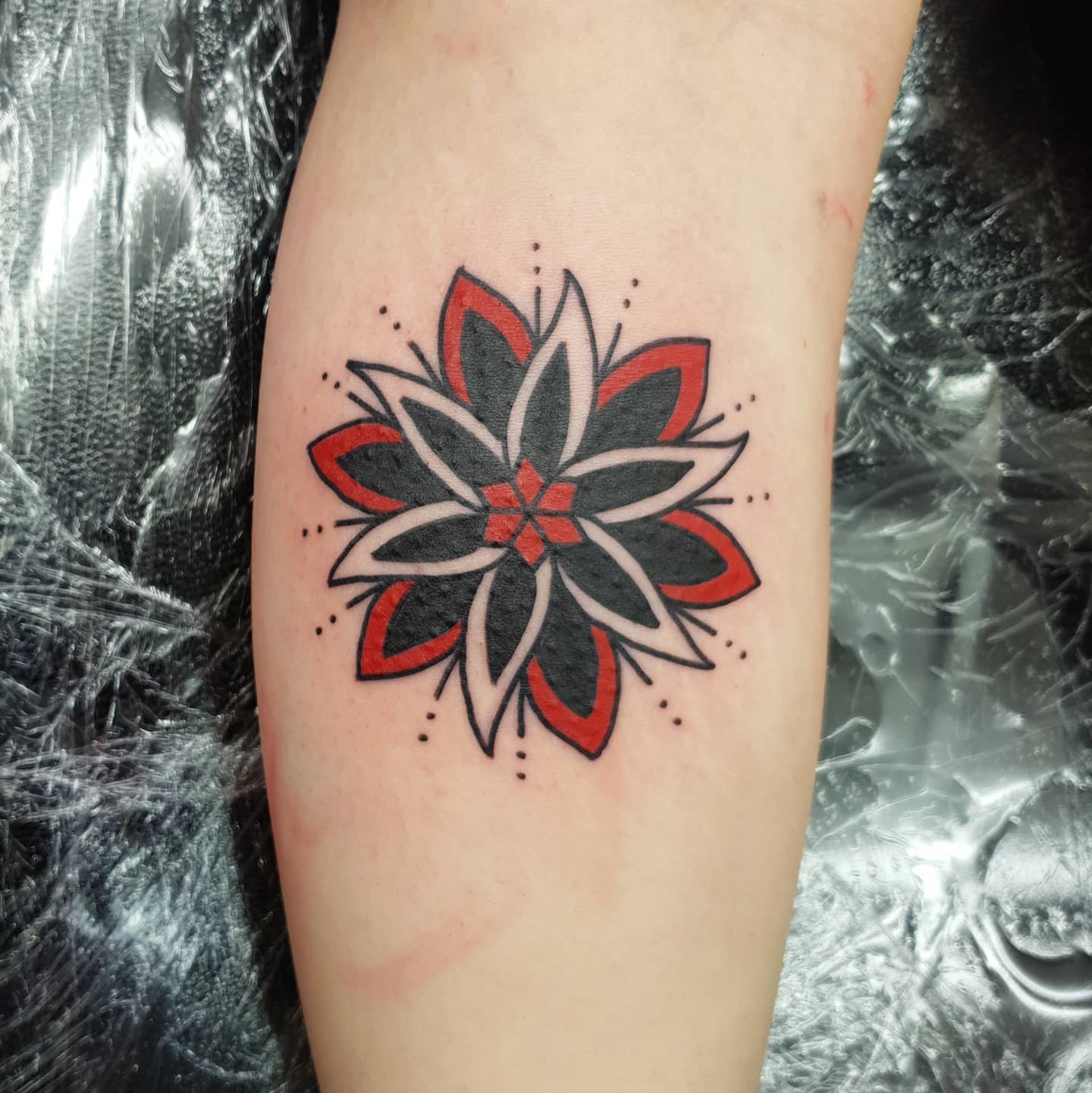 All the Piercings and Body Mods  Geometric flower tattoo by Shubeytattoos