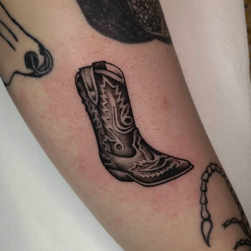Boots and ship in a bottle by Mr Skully  Rick Walter World Famous Tattoo  in Sunset Beach Ca  rtattoos