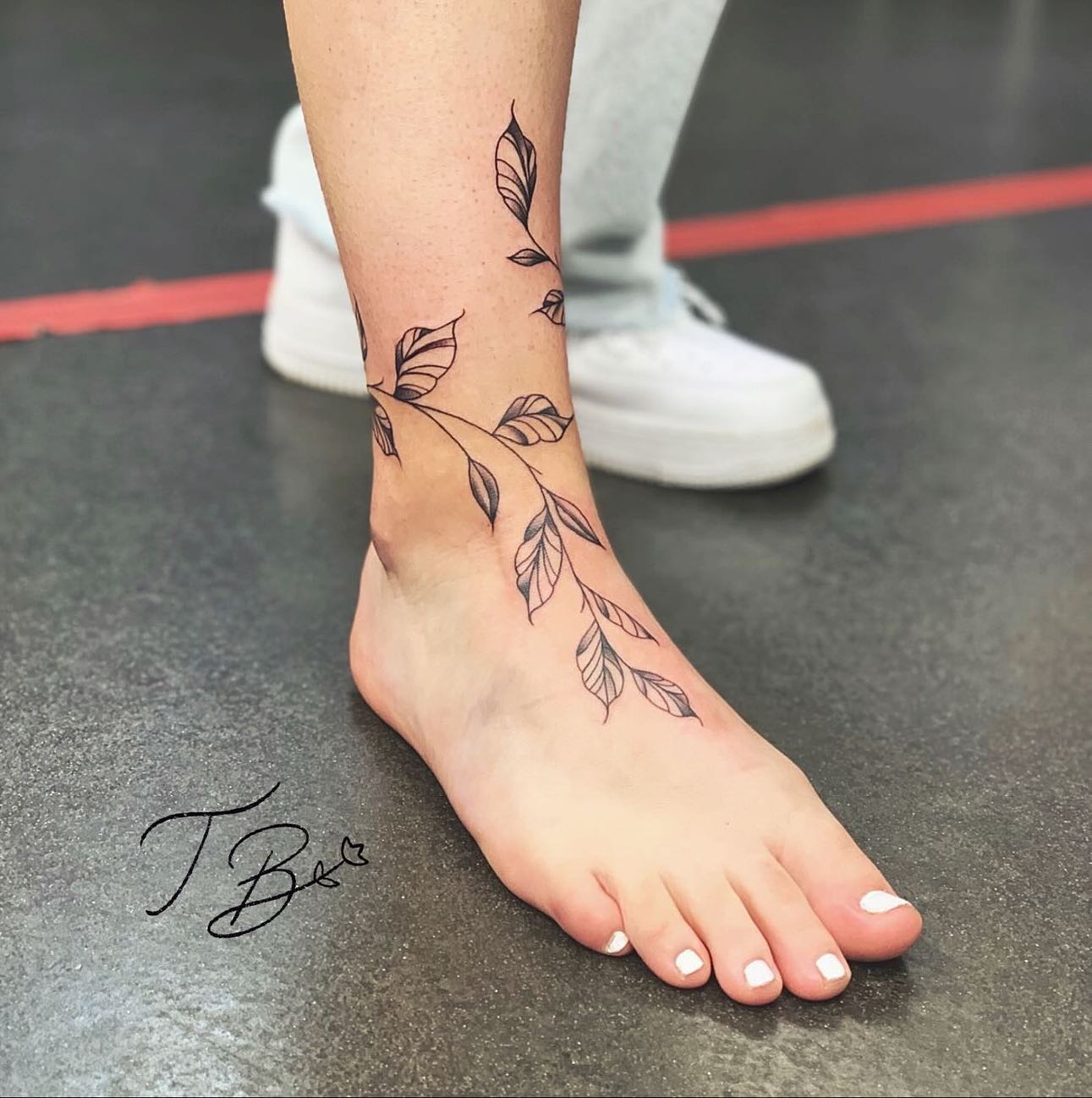 Tattoo of Vines Flowers Ankle