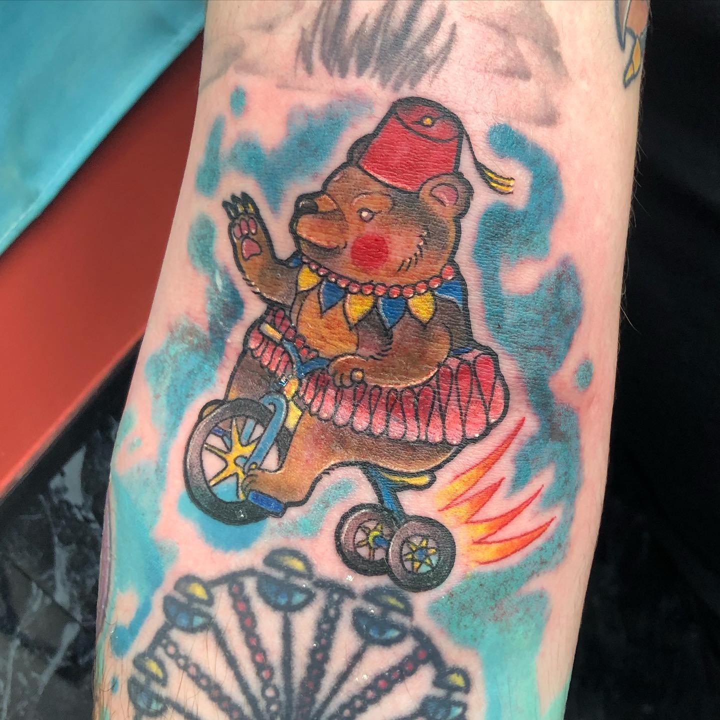 Circus Bear for Dean in the elbow ditch. Thank you so much for your excellent ideas. 

                   