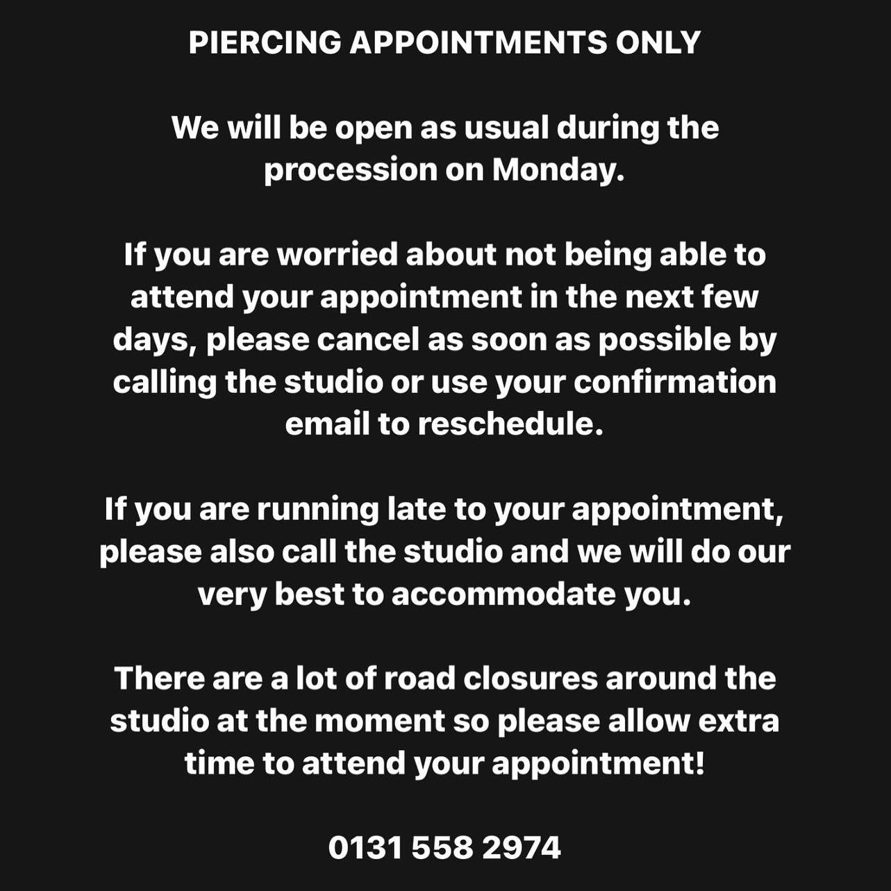 Important information for piercings clients ✨

 