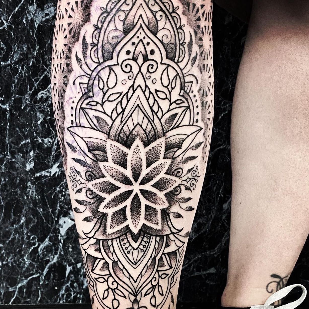 Geometric leg sleeve by Raul Wesche at Gold Rush Tattoo Collective in  Houston : r/tattoos