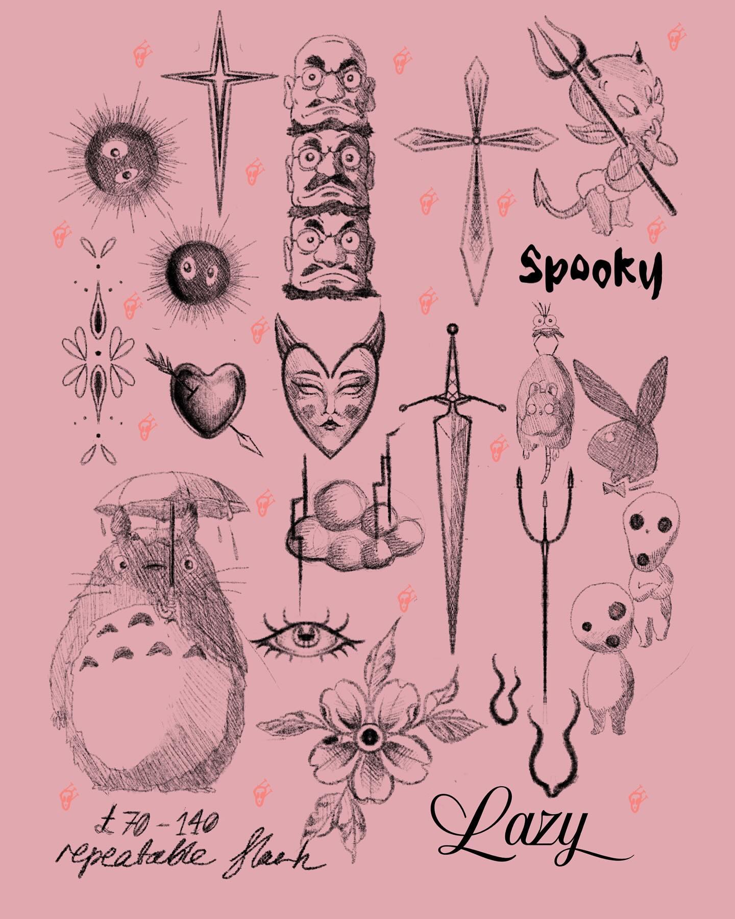 Spooky Tattoo Clipart Spooky Halloween Clip Art Tattoo Clip Art - Etsy