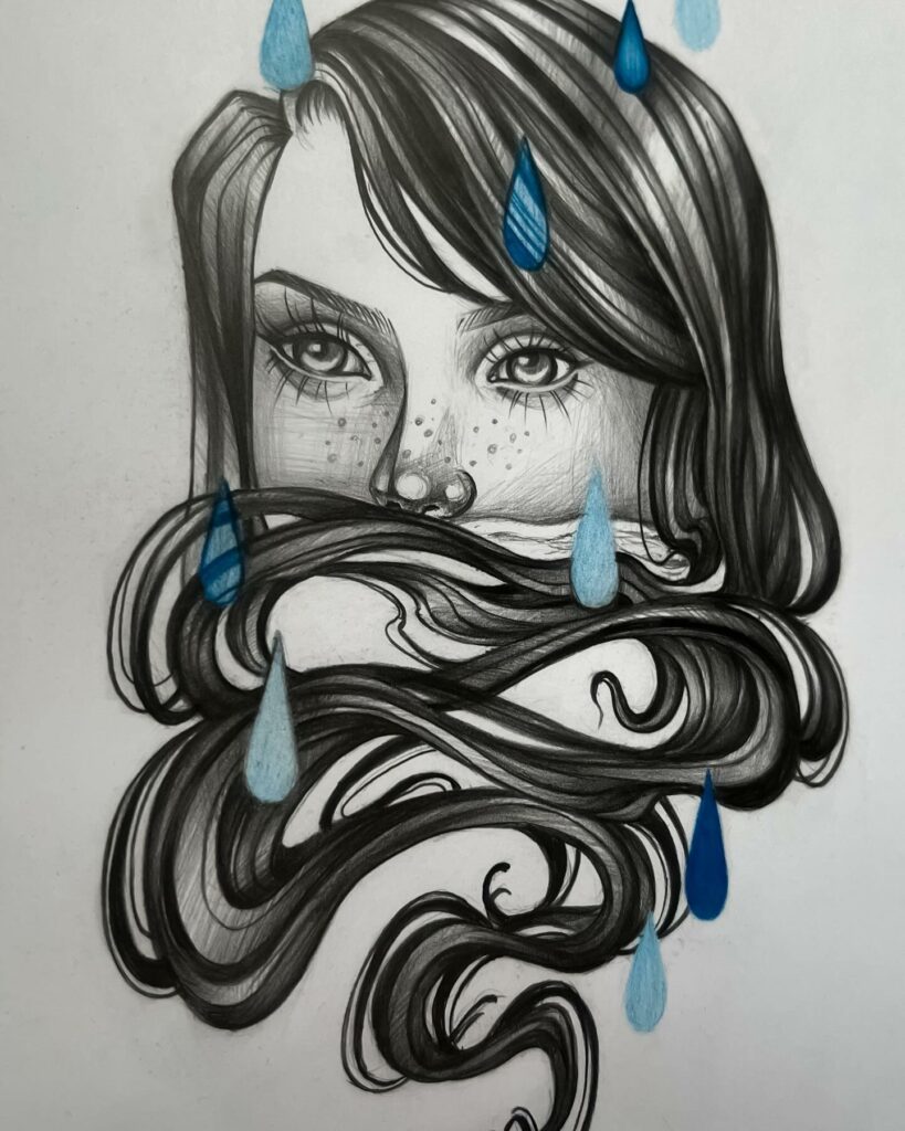 Available design Sad drowning lady is looking for a nice arm or leg. DM ...